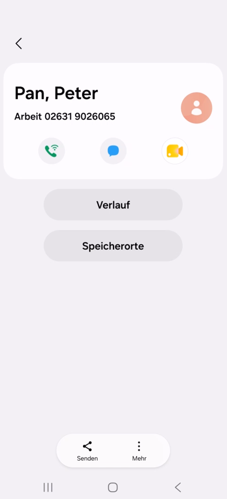 Preview: a synced customer contact shown in a phone's native contacts app